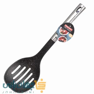 کفگیر تفلون شیاردار دسته استیل شنگیا