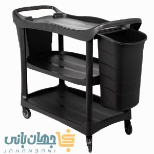 ترولی سه طبقه طرح کارلایز همراه با دو سطل